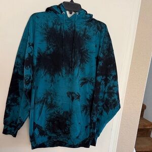 Port and Company Teal and Black Tie-Dye Hooded Sweatshirt